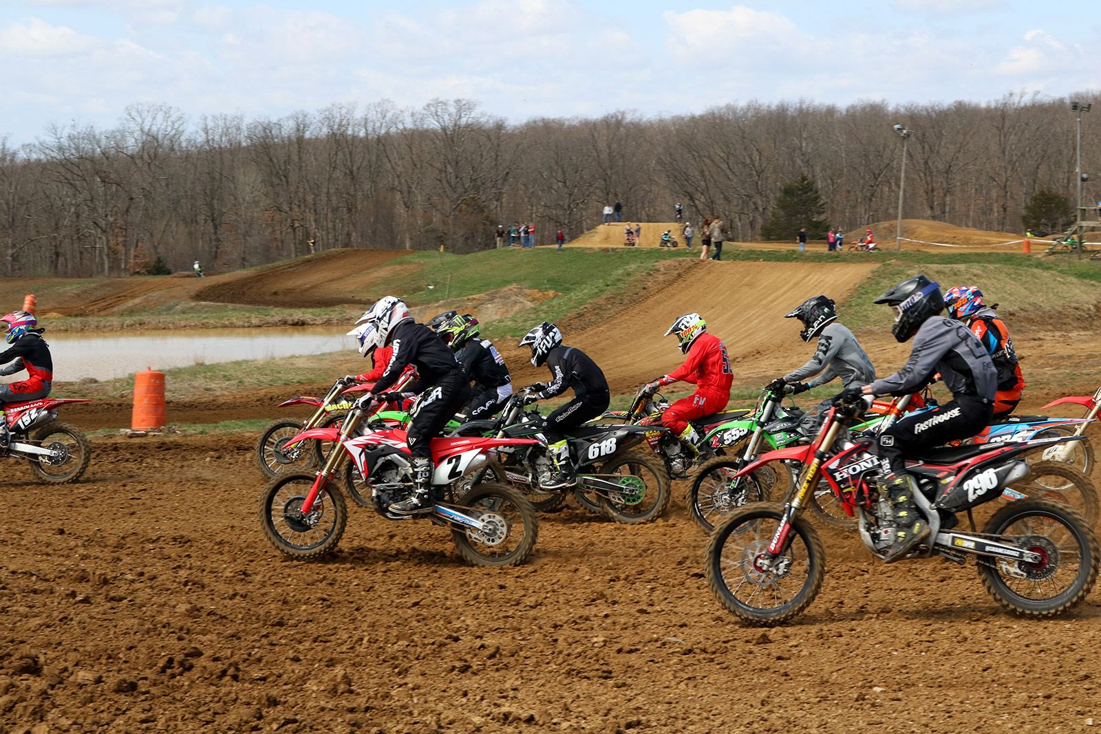 Bikes racing off the start